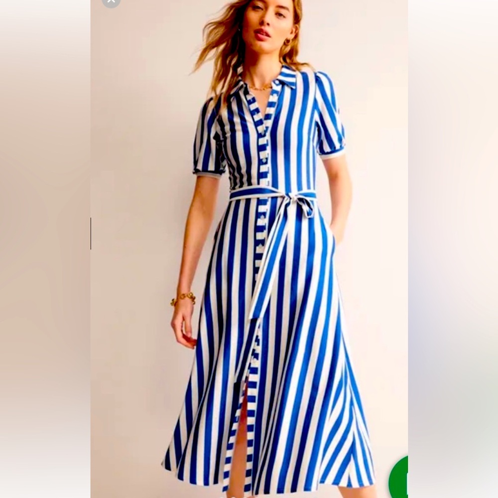 NWT Boden Blue and White Stripe Libby Jersey Wrap Dress